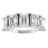 14K Gold Emerald Lab-Grown Diamond Five-Stone Anniversary Band - 1 7/8-5 1/2 CTW - White Gold - view 3
