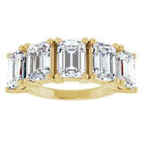 14K Gold Emerald Lab-Grown Diamond Five-Stone Anniversary Band - 1 7/8-5 1/2 CTW - Yellow Gold - view 3