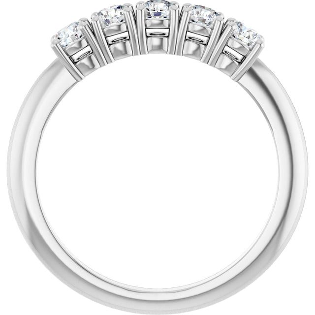 Platinum Round Natural Diamond Five-Stone Anniversary Band - 1/8-3/4 CTW - view 2