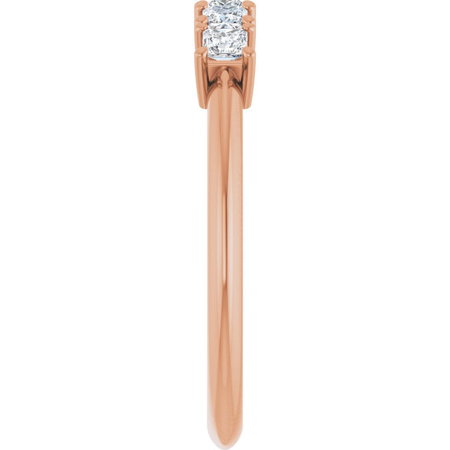 14K Gold Square Natural Diamond Five-Stone Anniversary Band - 1/4-5/8 CTW - Rose Gold - view 4