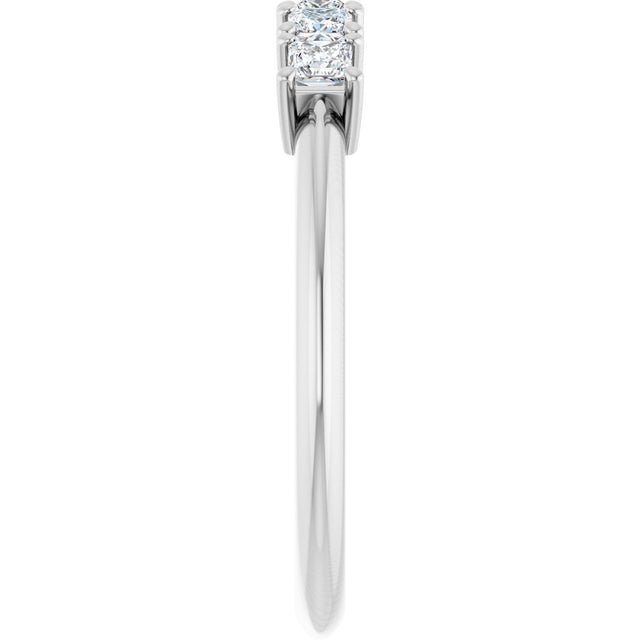 14K Gold Square Lab-Grown Diamond Five-Stone Anniversary Band - 1/4-1/2 CTW - White Gold - view 4