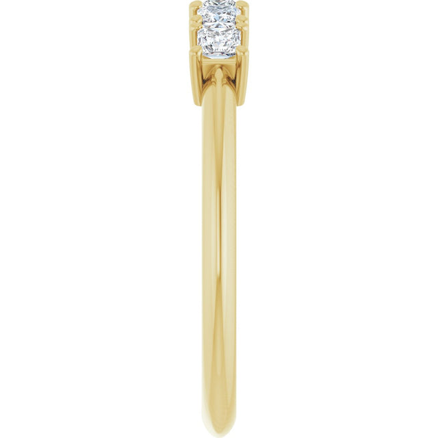 14K Gold Square Natural Diamond Five-Stone Anniversary Band - 1/4-5/8 CTW - Yellow Gold - view 4