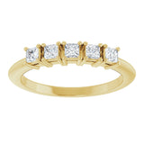 14K Gold Square Lab-Grown Diamond Five-Stone Anniversary Band - 1/4-1/2 CTW - Yellow Gold - view 3