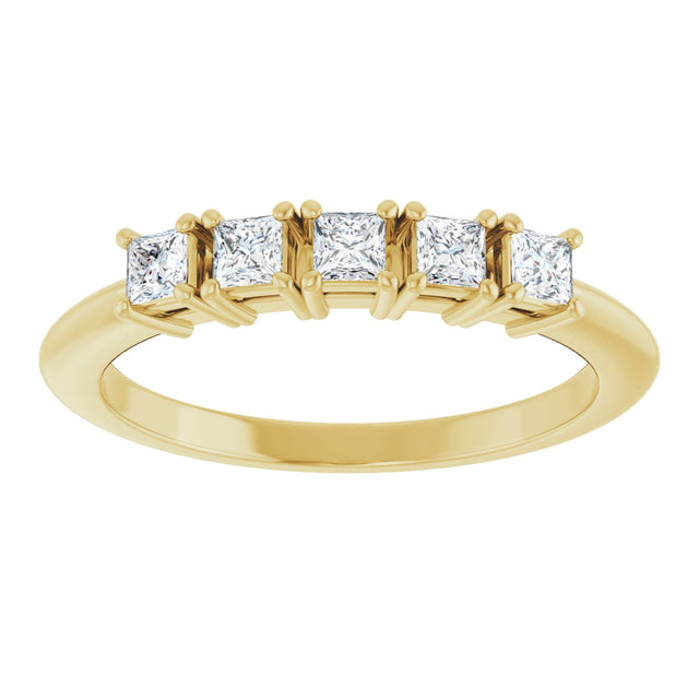 14K Gold Square Lab-Grown Diamond Five-Stone Anniversary Band - 1/4-1/2 CTW - Yellow Gold - view 3