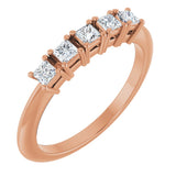 14K Gold Square Natural Diamond Five-Stone Anniversary Band - 1/4-5/8 CTW - Rose Gold