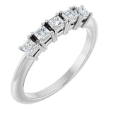 14K Gold Square Lab-Grown Diamond Five-Stone Anniversary Band - 1/4-1/2 CTW - White Gold