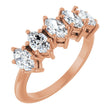 14K Gold Marquise Lab-Grown Diamond Five-Stone Anniversary Band - 6x3.5mm Stones - Rose Gold