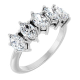 14K Gold Marquise Lab-Grown Diamond Five-Stone Anniversary Band - 6x3.5mm Stones - White Gold