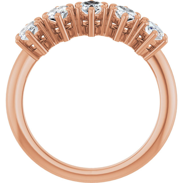 14K Gold Marquise Lab-Grown Diamond Five-Stone Anniversary Band - 6x3.5mm Stones - Rose Gold - view 2