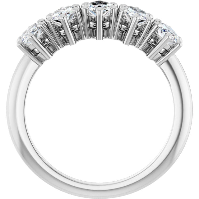 14K Gold Marquise Lab-Grown Diamond Five-Stone Anniversary Band - 6x3.5mm Stones - White Gold - view 2