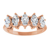 14K Gold Marquise Lab-Grown Diamond Five-Stone Anniversary Band - 6x3.5mm Stones - Rose Gold - view 3