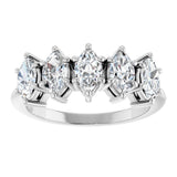 14K Gold Marquise Lab-Grown Diamond Five-Stone Anniversary Band - 6x3.5mm Stones - White Gold - view 3