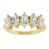 14K Gold Marquise Lab-Grown Diamond Five-Stone Anniversary Band - 6x3.5mm Stones - Yellow Gold - view 3