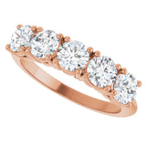 14K Gold Round Lab-Grown Diamond Five-Stone Anniversary Band - 4.4mm Stones - Rose Gold - view 5