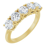 14K Gold Round Lab-Grown Diamond Five-Stone Anniversary Band - 4.4mm Stones - Yellow Gold
