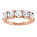 14K Gold Round Lab-Grown Diamond Five-Stone Anniversary Band - 4.4mm Stones - Rose Gold - view 3