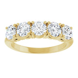 14K Gold Round Lab-Grown Diamond Five-Stone Anniversary Band - 4.4mm Stones - Yellow Gold - view 3