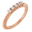 14K Gold Round Natural Diamond Five-Stone Anniversary Band - 1/8-3/4 CTW - Rose Gold
