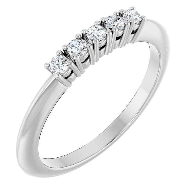 Platinum Round Natural Diamond Five-Stone Anniversary Band - 1/8-3/4 CTW