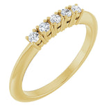 14K Gold Round Natural Diamond Five-Stone Anniversary Band - 1/8-3/4 CTW - Yellow Gold
