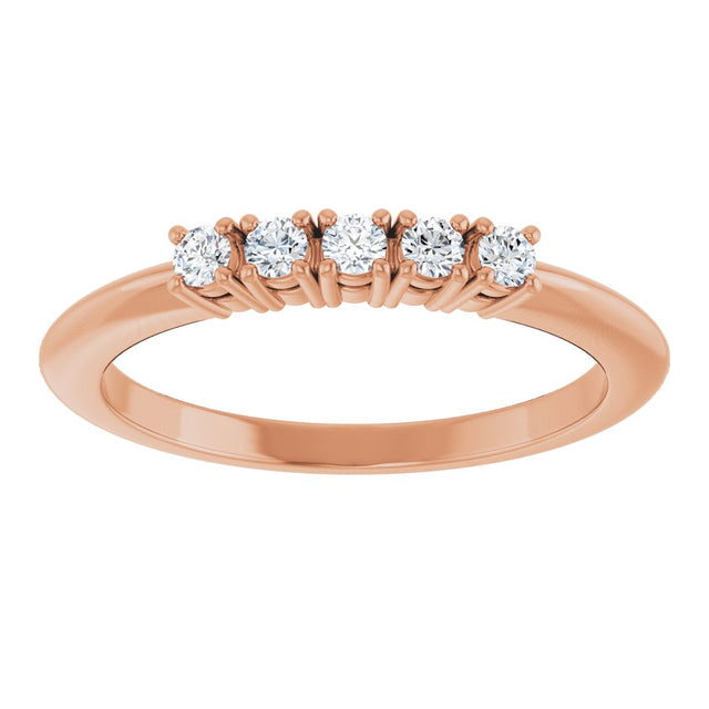 14K Gold Round Lab-Grown Diamond Five-Stone Anniversary Band - 1/6-3/4 CTW - Rose Gold - view 3