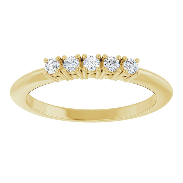 14K Gold Round Lab-Grown Diamond Five-Stone Anniversary Band - 1/6-3/4 CTW - Yellow Gold - view 3