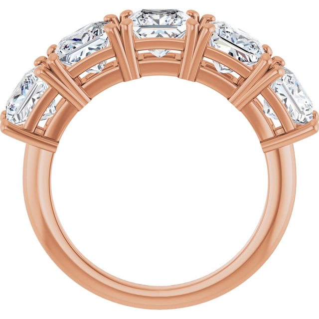 14K Gold Square Lab-Grown Diamond Five-Stone Anniversary Band - 5x5mm Stones - Rose Gold - view 2