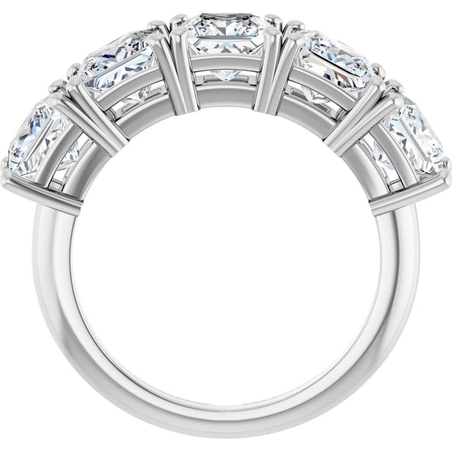14K Gold Square Lab-Grown Diamond Five-Stone Anniversary Band - 5x5mm Stones - White Gold - view 2