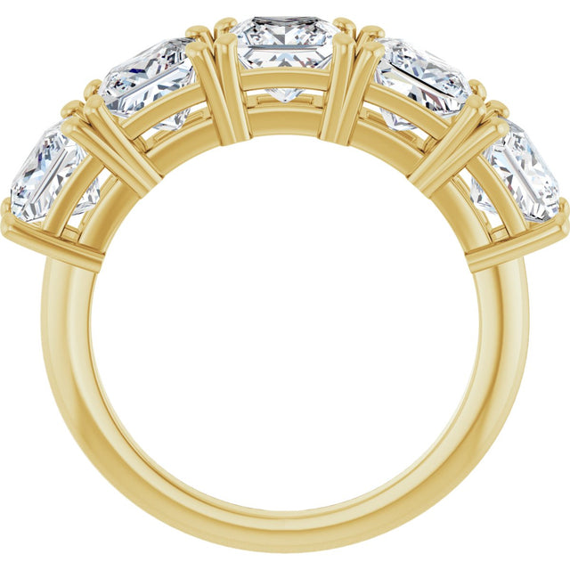 14K Gold Square Lab-Grown Diamond Five-Stone Anniversary Band - 5x5mm Stones - Yellow Gold - view 2
