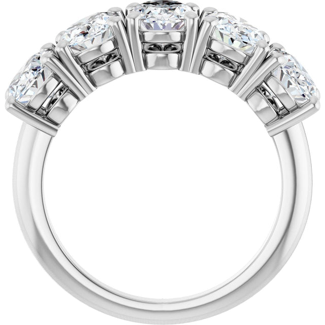 14K Gold Oval Lab-Grown Diamond Five-Stone Anniversary Band - 9/10-3 3/4 CTW - White Gold - view 2