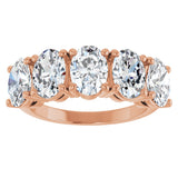 14K Gold Oval Lab-Grown Diamond Five-Stone Anniversary Band - 9/10-3 3/4 CTW - Rose Gold - view 3