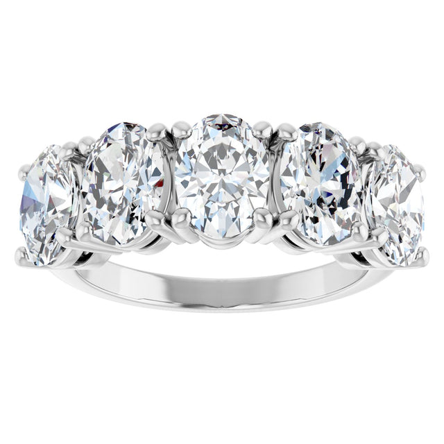 Platinum Oval Lab-Grown Diamond Five-Stone Anniversary Band - 9/10-3 3/4 CTW - view 3