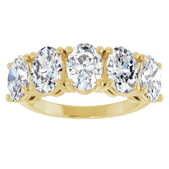 14K Gold Oval Lab-Grown Diamond Five-Stone Anniversary Band - 9/10-3 3/4 CTW - Yellow Gold - view 3