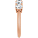 14K Gold Round Lab-Grown Diamond Five-Stone Anniversary Band - 4.4mm Stones - Rose Gold - view 4
