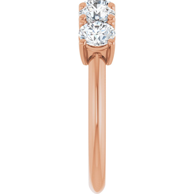 14K Gold Round Lab-Grown Diamond Five-Stone Anniversary Band - 4.4mm Stones - Rose Gold - view 4