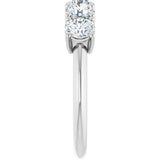 14K Gold Round Lab-Grown Diamond Five-Stone Anniversary Band - 4.4mm Stones - White Gold - view 4