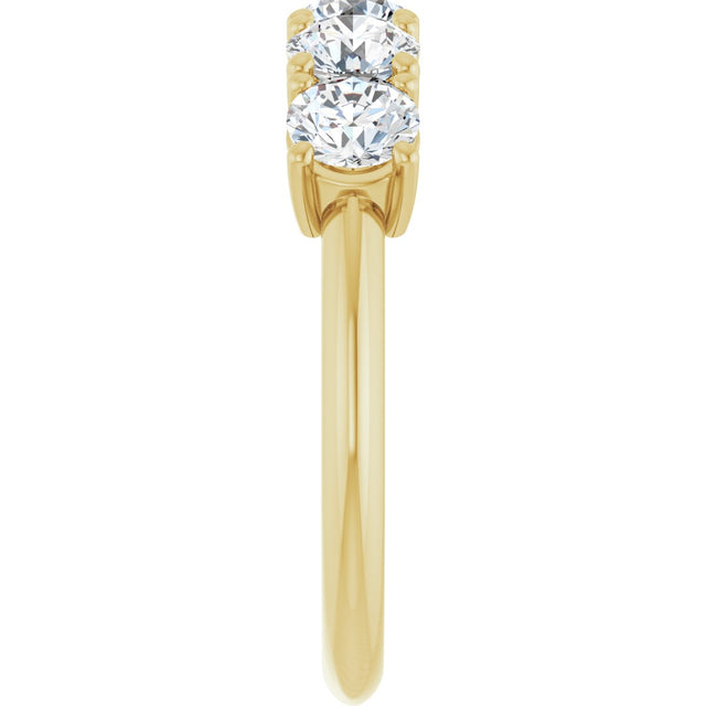 14K Gold Round Lab-Grown Diamond Five-Stone Anniversary Band - 4.4mm Stones - Yellow Gold - view 4