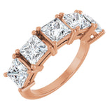 14K Gold Square Lab-Grown Diamond Five-Stone Anniversary Band - 5x5mm Stones - Rose Gold