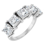 Platinum Square Lab-Grown Diamond Five-Stone Anniversary Band - 5x5mm Stones