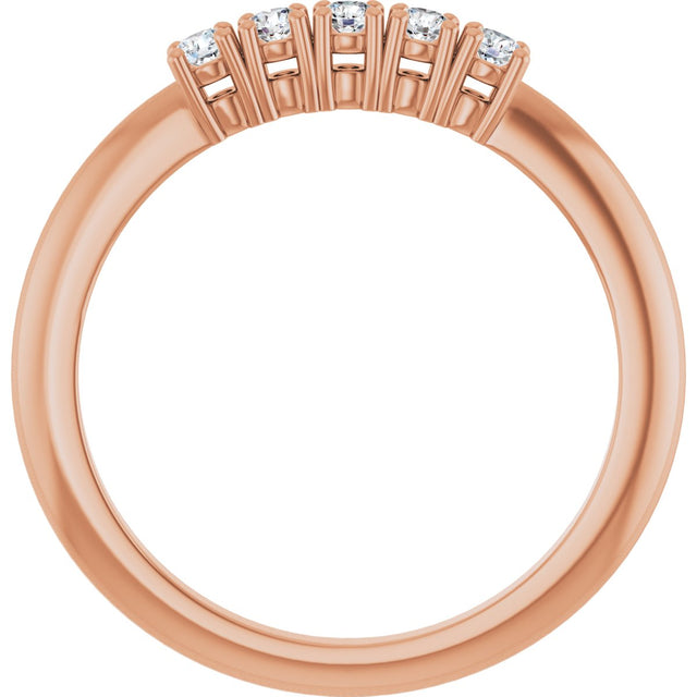 14K Gold Round Natural Diamond Five-Stone Anniversary Band - 1/8-3/4 CTW - Rose Gold - view 2