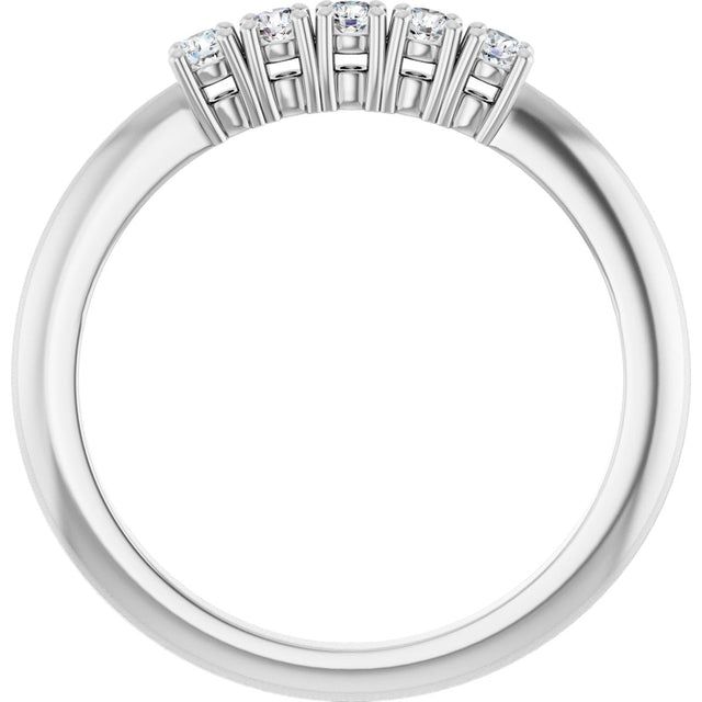 14K Gold Round Lab-Grown Diamond Five-Stone Anniversary Band - 1/6-3/4 CTW - White Gold - view 2