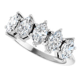 Platinum Marquise Lab-Grown Diamond Five-Stone Anniversary Band - 6x3.5mm Stones - view 5