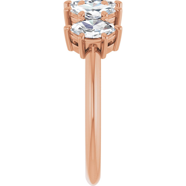 14K Gold Marquise Lab-Grown Diamond Five-Stone Anniversary Band - 6x3.5mm Stones - Rose Gold - view 4