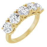 14K Gold Round Lab-Grown Diamond Five-Stone Anniversary Band - 1 1/3-3 5/8 CTW - Yellow Gold