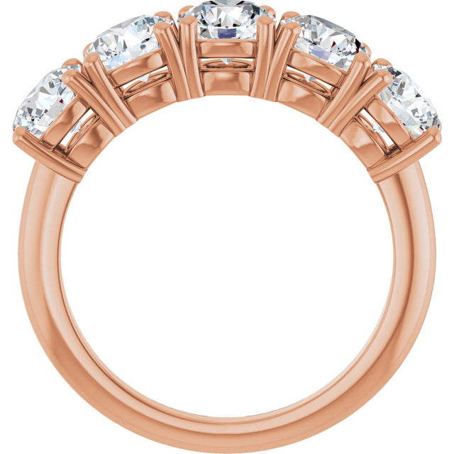 14K Gold Round Lab-Grown Diamond Five-Stone Anniversary Band - 1 1/3-3 5/8 CTW - Rose Gold - view 2