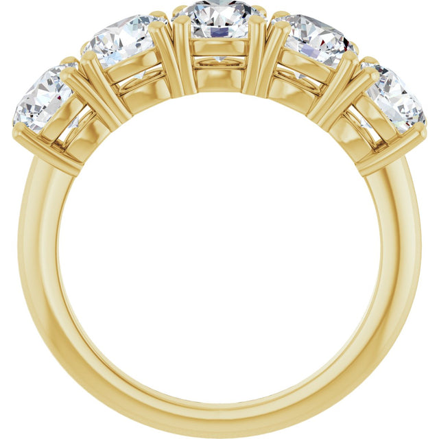 14K Gold Round Lab-Grown Diamond Five-Stone Anniversary Band - 1 1/3-3 5/8 CTW - Yellow Gold - view 2