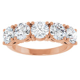 14K Gold Round Natural Diamond Five-Stone Anniversary Band - 1 1/3-3 7/8 CTW - Rose Gold - view 3
