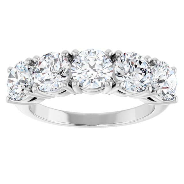 Platinum Round Lab-Grown Diamond Five-Stone Anniversary Band - 1 1/3-3 5/8 CTW - view 3