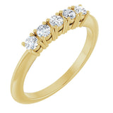 14K Gold Round Natural Diamond Five-Stone Anniversary Band - 1/8-3/4 CTW - Yellow Gold