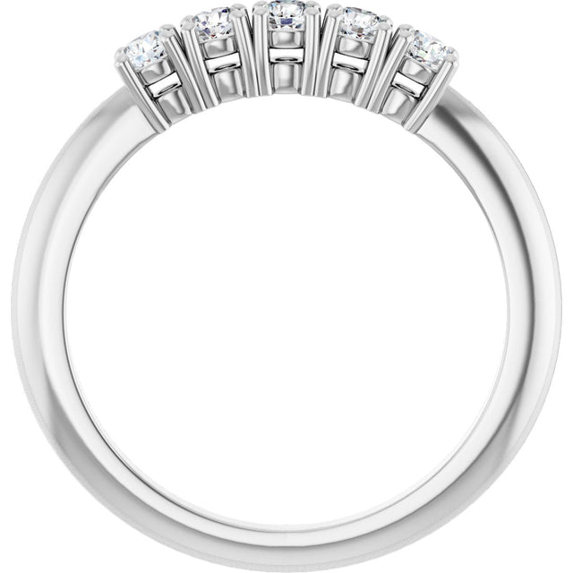 Platinum Round Natural Diamond Five-Stone Anniversary Band - 1/8-3/4 CTW - view 2